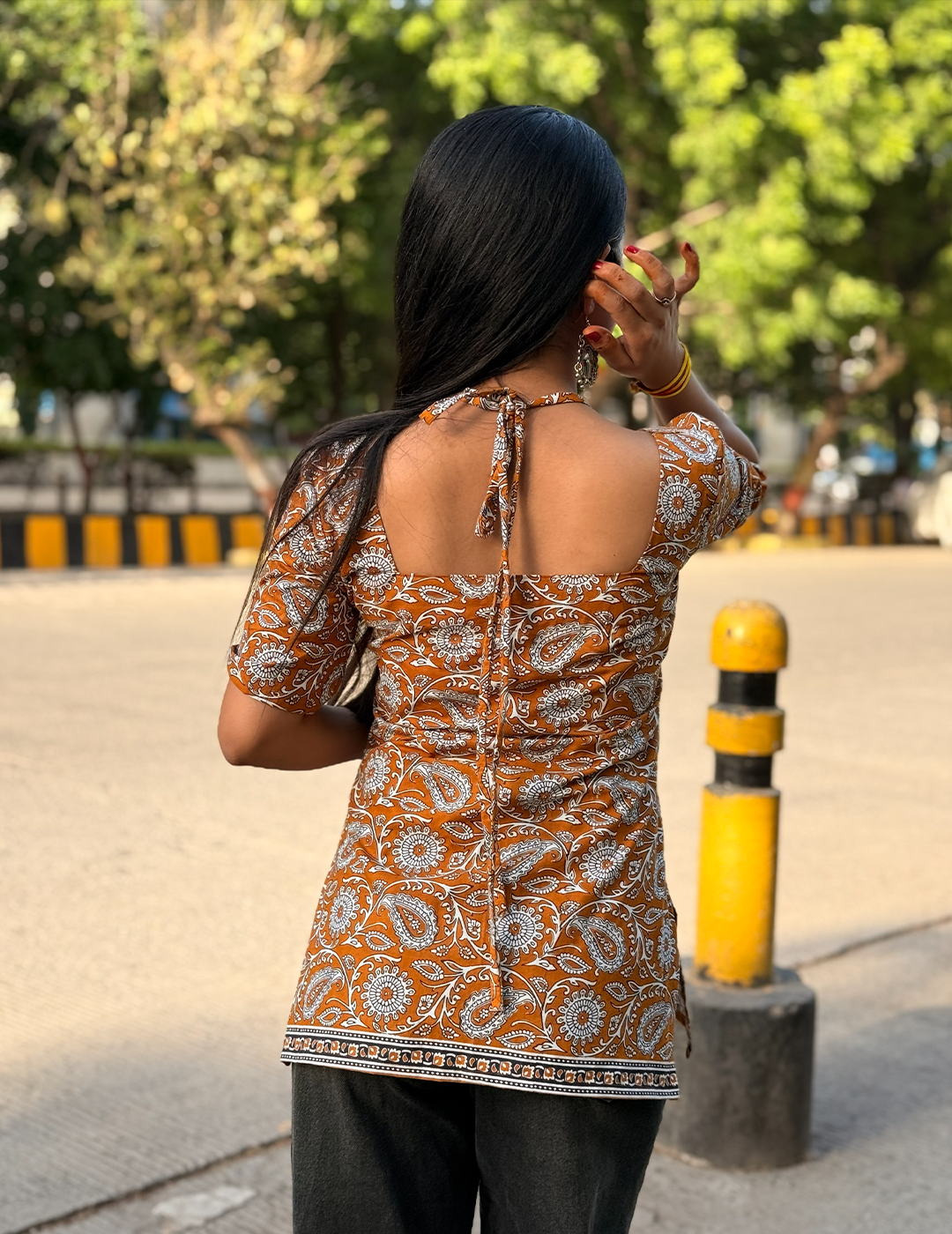Kiara – Mustard Printed Cotton Kurti