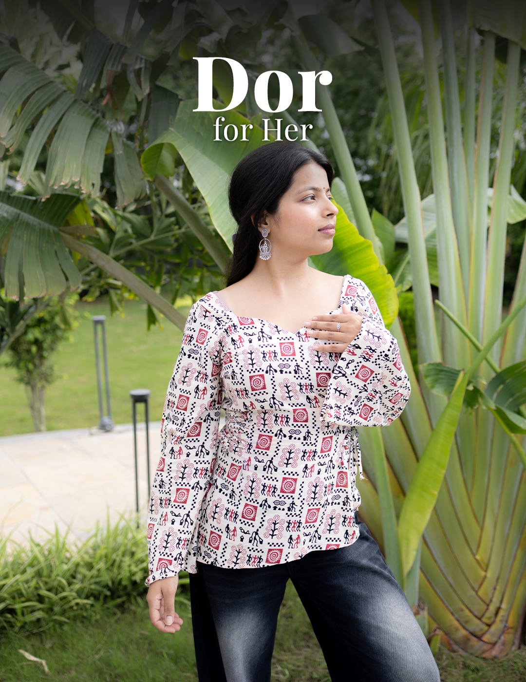 Dor โ Tribal Print Wrap Cotton kurti for women