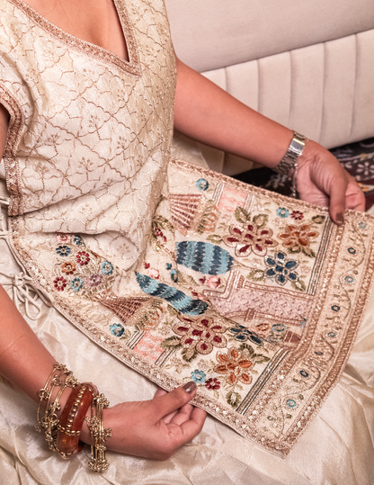 Alia – Cream Embroidered 3-Piece Designer Sharara Set