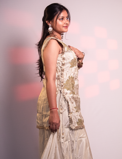 Ayat – Cream Floral Embroidered 3-Piece Sharara Set