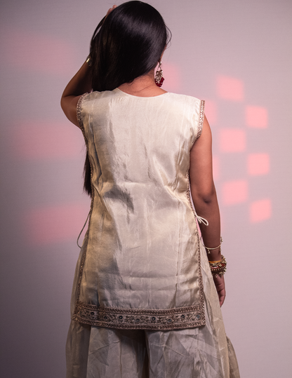 Alia – Cream Embroidered 3-Piece Designer Sharara Set