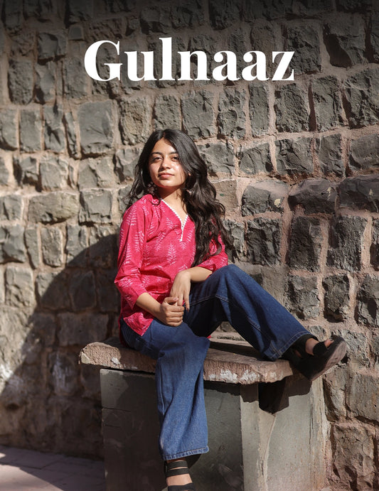 Gulnaaz – Pink Printed Cotton Kurti