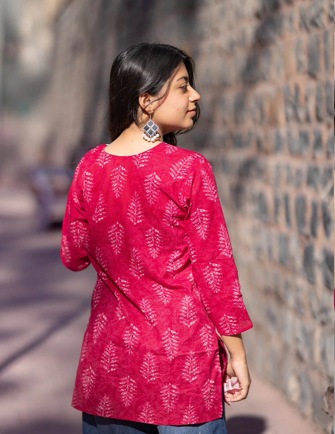 Gulnaaz – Pink Printed Cotton Kurti