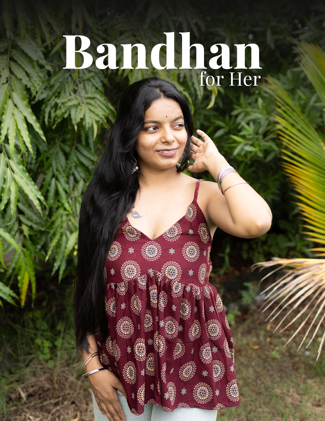 Bandhan - Maroon Printed Cotton Peplum kurti for women