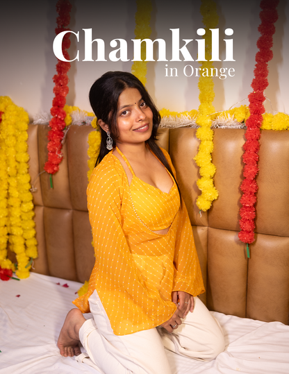 chamkili Orange Georgette Cape Top