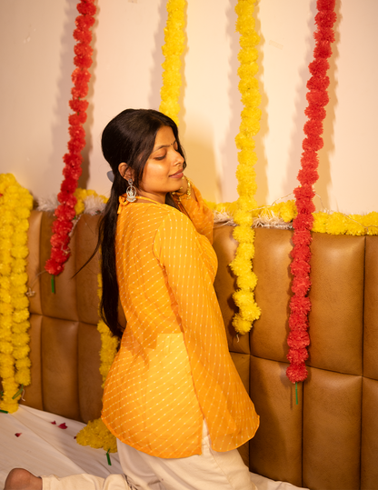 chamkili Orange Georgette Cape Top
