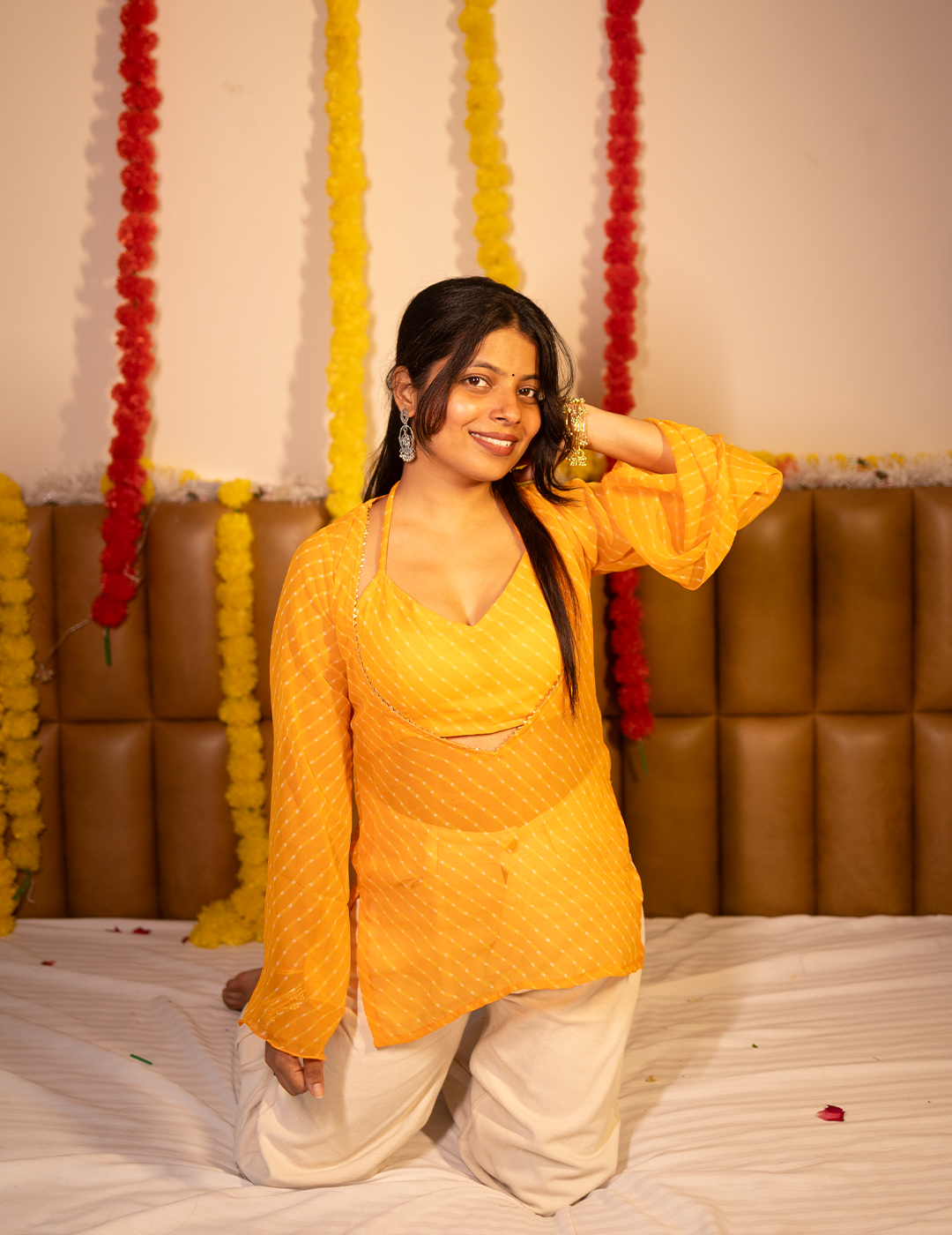 chamkili Orange Georgette Cape Top