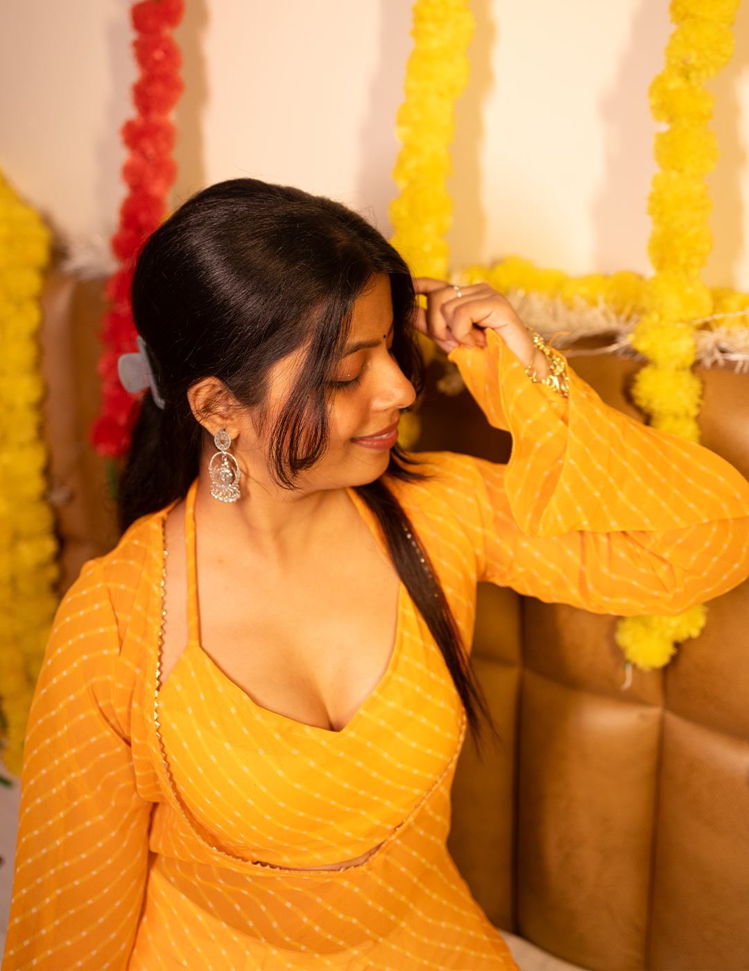 chamkili Orange Georgette Cape Top