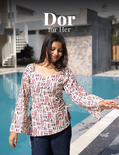 Dor  – Tribal Print Wrap Cotton kurti for women