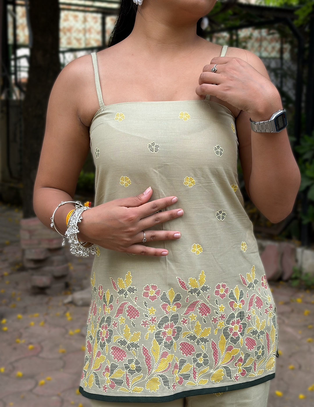 Koyal – Floral Printed Corset-Back Cotton Co-ord Set