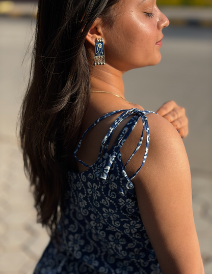 Phool– Blue Sleeveless Cotton Frock Kurti