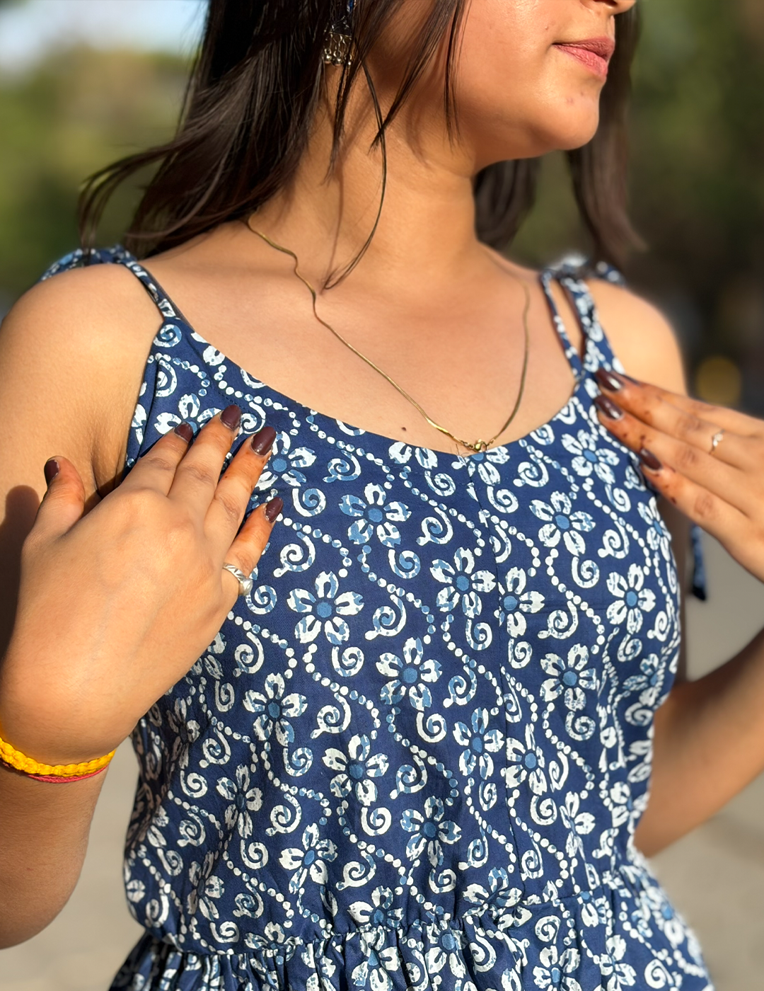 Phool– Blue Sleeveless Cotton Frock Kurti