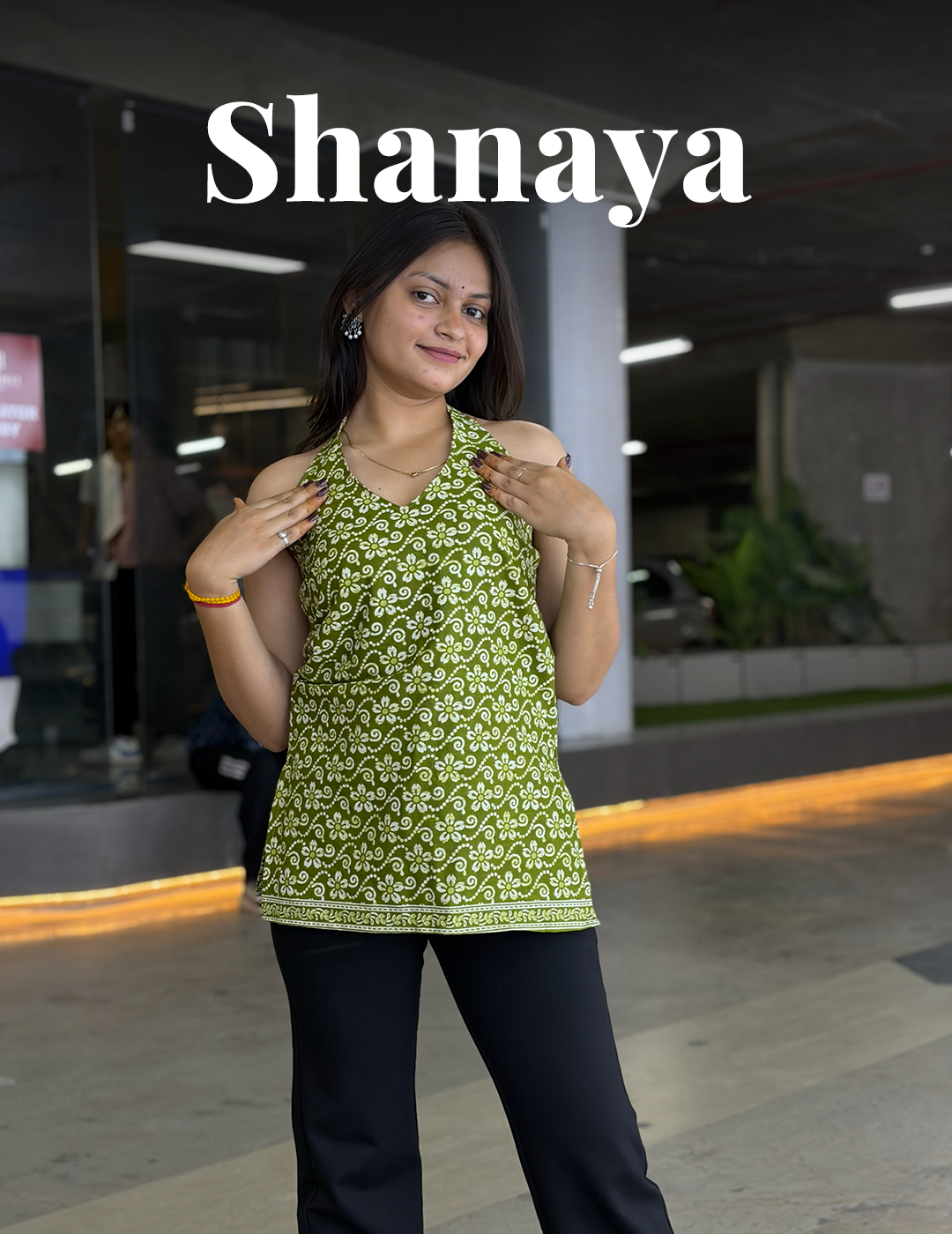Shanaya – Green Printed Backless KurtI