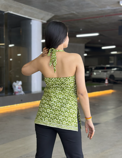 Shanaya – Green Printed Backless KurtI