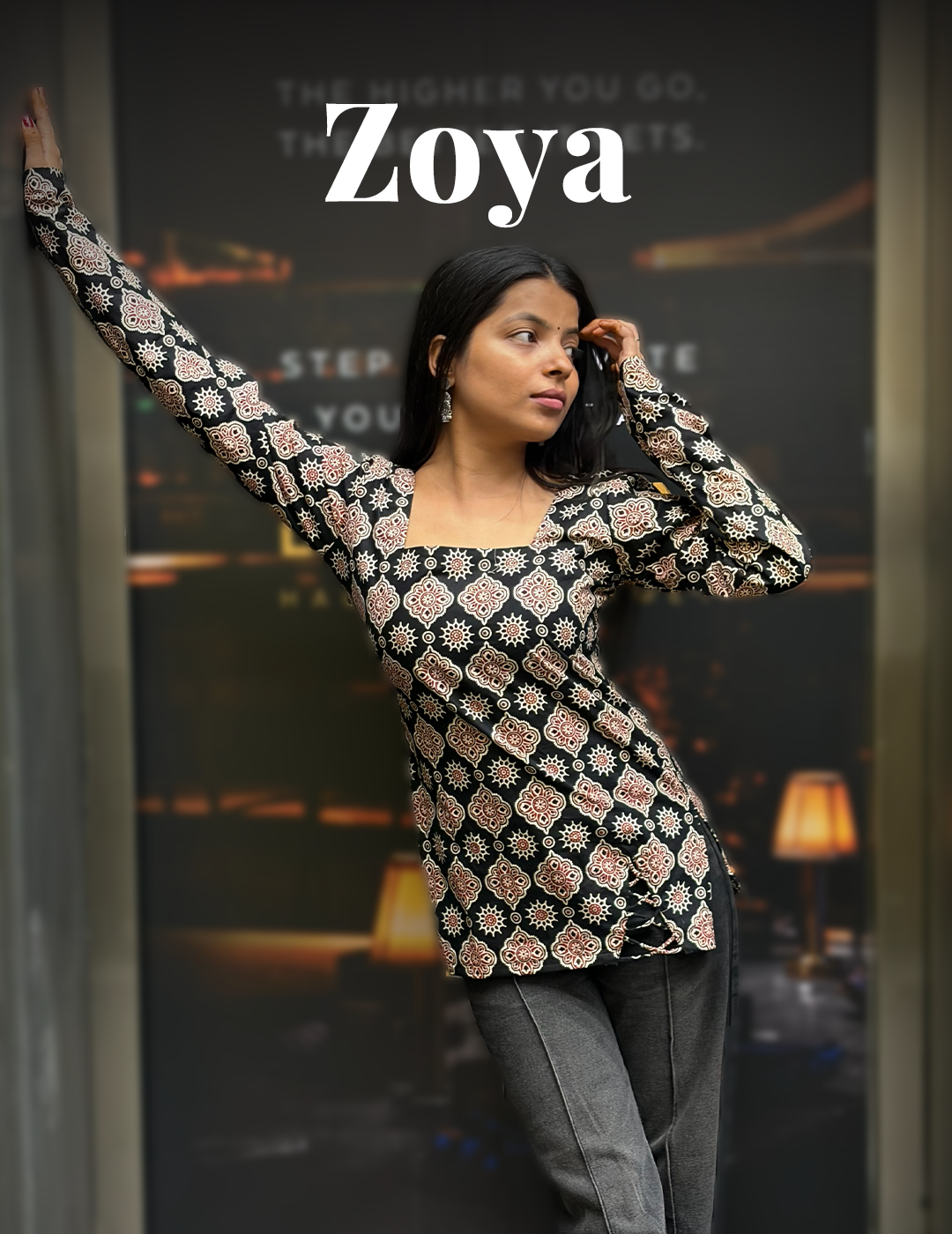 Zoya – Black Printed Body Fitted Kurti